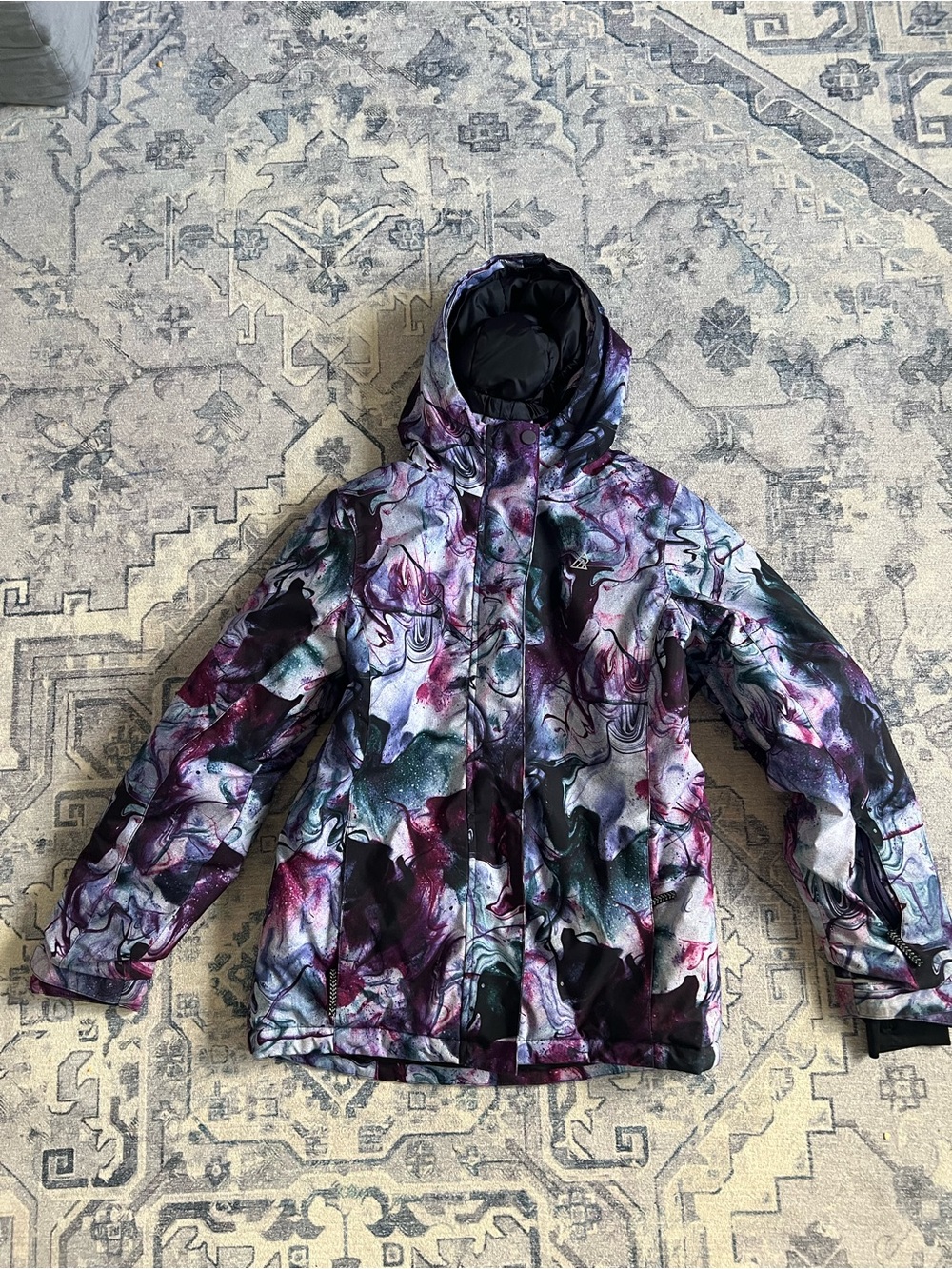 Ripzone Kids XL Insulated Ski Snowboard Jacket Purple Abstract Winter Coat